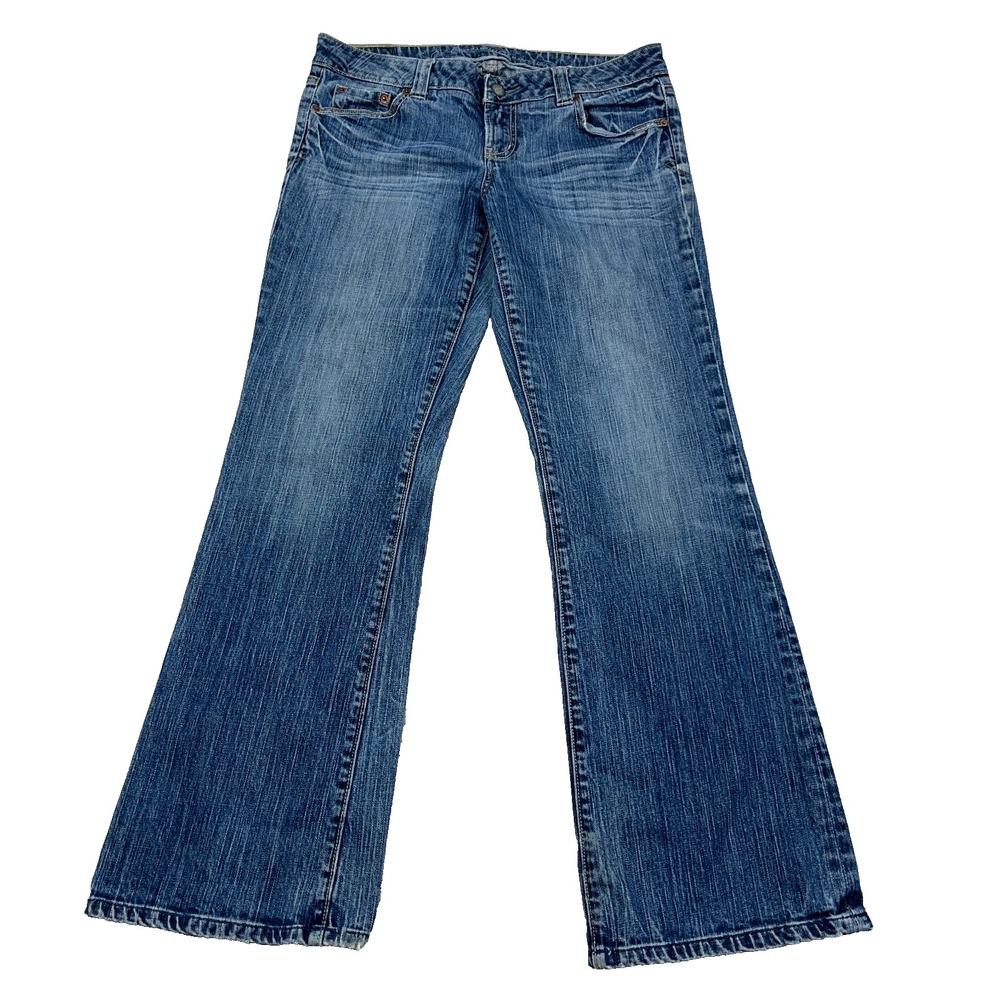Vintage Y2K American Eagle Jeans Women 10 Flared Boyfriend Fit Med Wash Faded